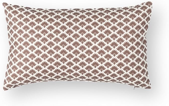 Modern Farmhouse Fall Linen Indoor Outdoor Lumbar Pillow Cover Only, 12"x20" Water Repellent for Patio, Backyard, Couch, Rust and Brown Ravenala Palm Tree