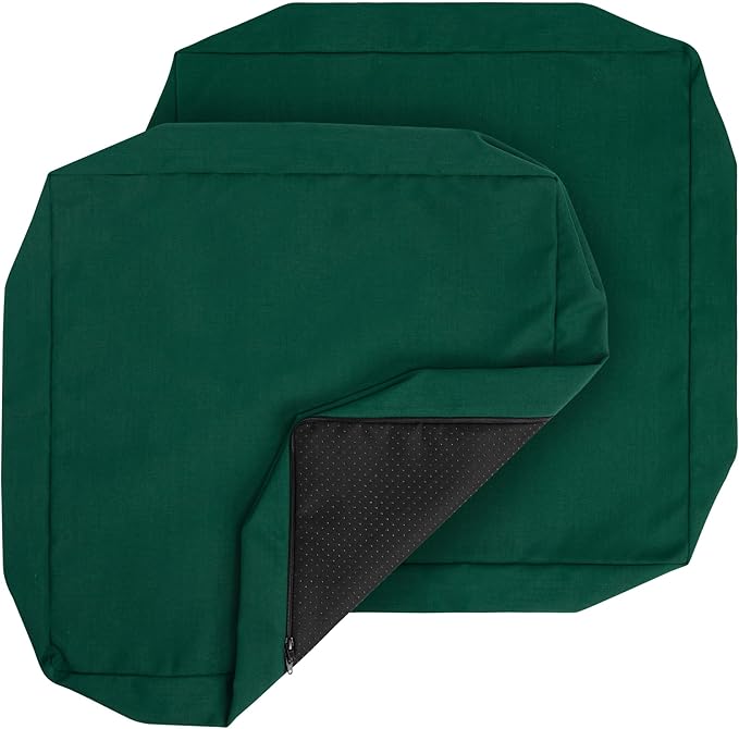 Outdoor Cushion Covers 20 x 20 x 4 inch,Set of 2,Non-Slip Grips Bottom,Replacement Cushion Covers for Garden Patio Furniture Couch Chair,Fade-Resistant Slipcover Only,No Insert(Blackish Green)