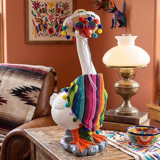 20 Inch Porch Goose Outfits,Large Outdoor Goose Statue,Garden Resin Front Duck Decor Gifts for Patio, Balcony,Yard Decorations, Housewarming Birthday Gifts