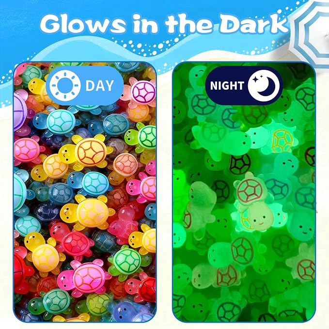 Mini Glow In The Dark Animal Resin Models, Resin Animals Mystery Bags, Individually Wrapped Blind Bags Tiny Animal Figurines, Collectible Mini Animals For Fairy Garden, DIY Crafts (200, Turtle)