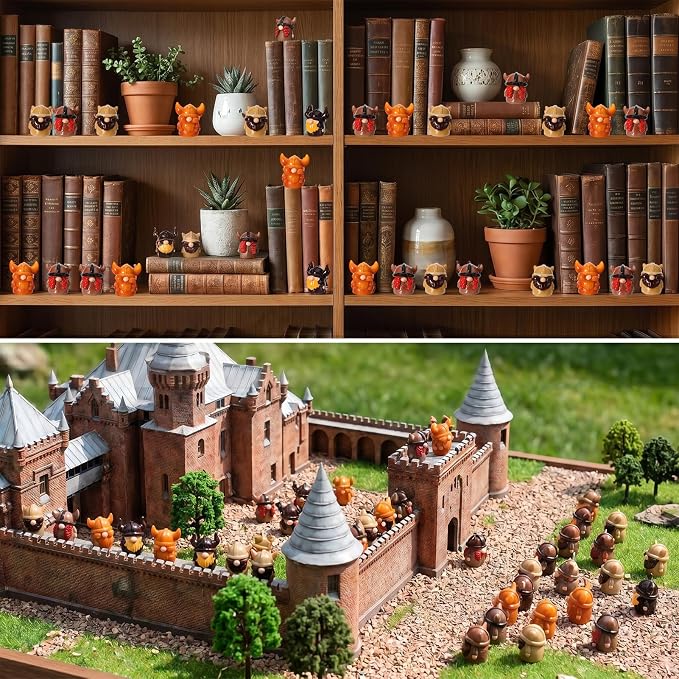 40Pcs Mini Viking Gnome Resin Figurines with Bullhorn Helmet | Nordic Style Mini Resin Gnome Ornaments Ideal For Home Table Cabinet Shelf Decor Holiday Landscape Craft Accessories