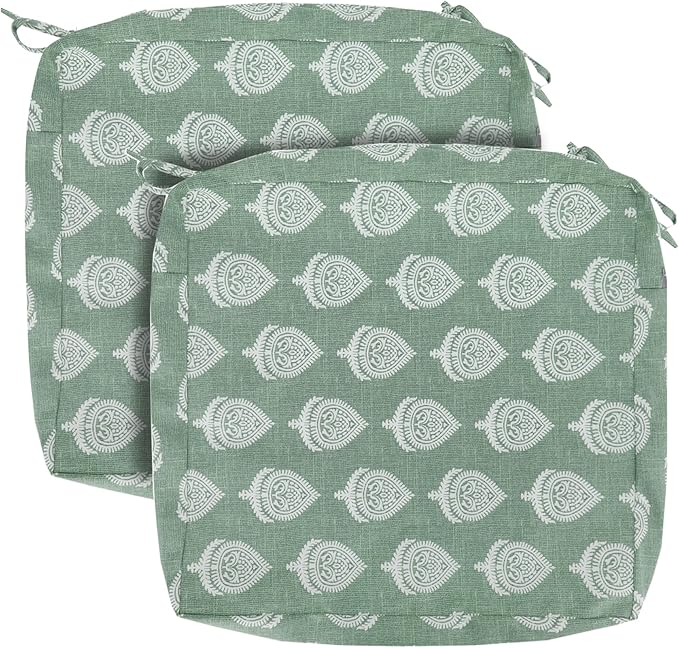 FUNHOME Outdoor Chair Cushion Covers 2 Pack, No Insert! Patio Cushion Covers Replacement 20" x 18" x 4", Water Resistant Chair Cushion Slipcovers, Fair Green (Covers ONLY)