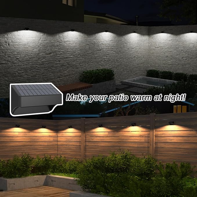 ZCXLIGHT Solar Fence Lights,Fence Solar Lights Outdoor Waterproof Led IP65 with10 Fixed Colors ＆ RGB Color Changing for Wall Backyard Step Railing Patio Pool Porchaily&Holiday Decorations (12)