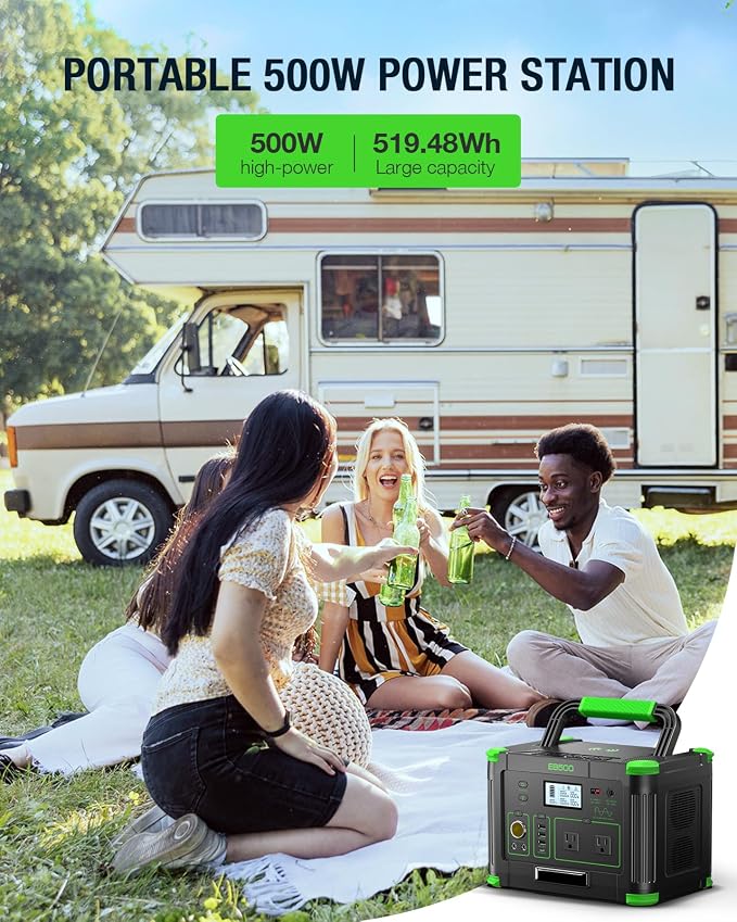 GRECELL Portable Power Station 600W 460Wh Solar Generator(Surge 1200W), 460Wh Backup LiFePO4 Battery for Outdoor Home Emergency