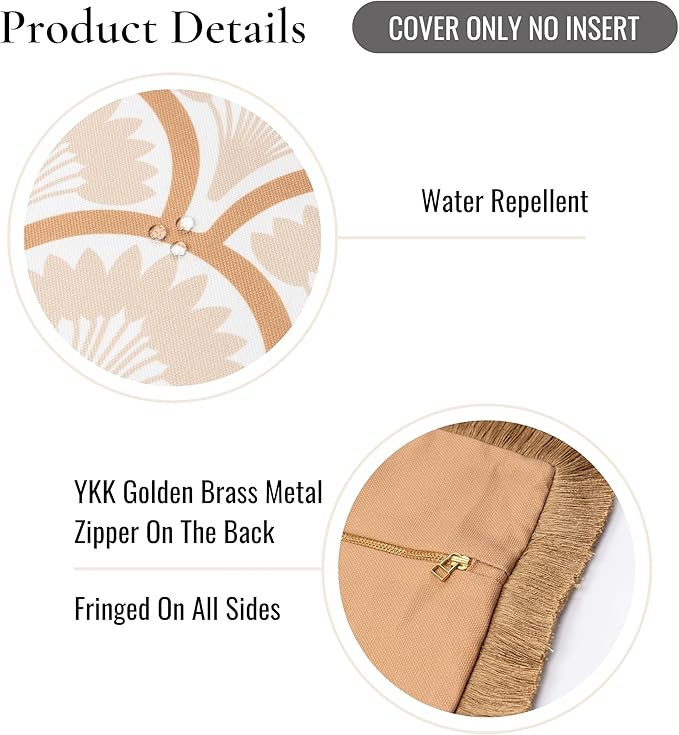 Hofdeco Premium Coastal Hampton Patio Indoor Outdoor Lumbar Pillow Cover Only, 12"x20" Water Repellent for Backyard, Couch, Poolside, Neutral Tan Print Tropical Ravenala Palm Tree