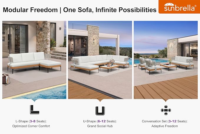 PURPLE LEAF Patio Furniture Set Outdoor Conversation Sets with Fade-Resistant Cushions and Coffee Table 12 Pieces Aluminum Modern Wicker Sofa Chairs for Balcony Yard Garden, White