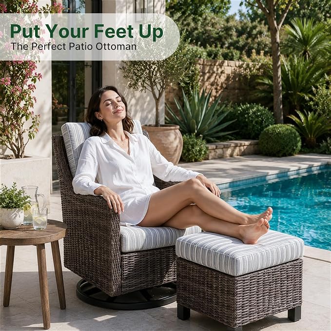 Wicker Patio Conversation Set, Outdoor Patio Furniture Set with Deep Seating, Wide Armrests & Thick Cushions, All-Weather Outdoor Furniture Set for Patio, Porch, Deck & Backyard