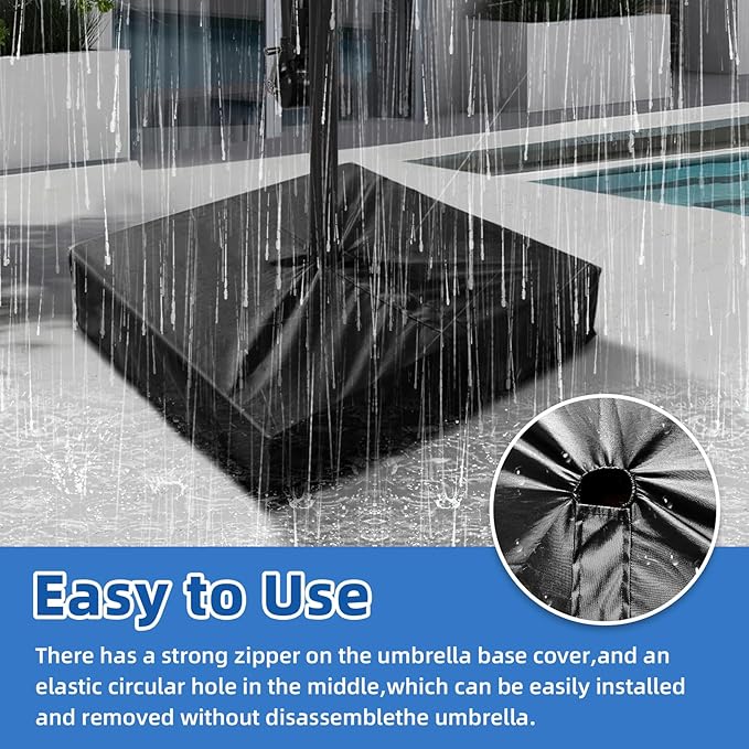 Patio Umbrella Base Cover 2 Pack Heavy Duty 600D Polyester Waterproof Outdoor Offset Umbrella Stand Base Covers 36"L x 36"W x 8.5"H UV-Resistant Anti-Fade Outdoor Umbrella Base Cover Square (Black)