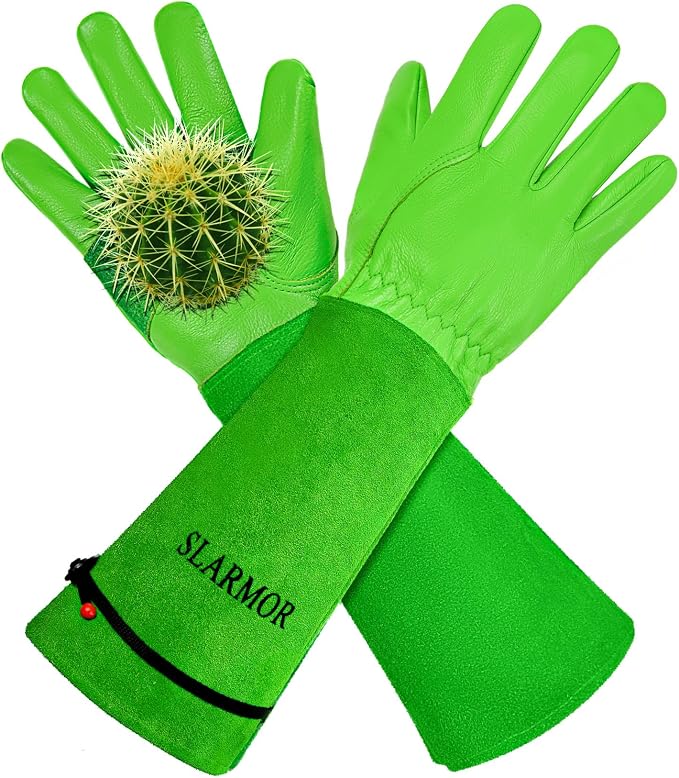 Gardening Gloves for Women Men, Long Thorn Proof Rose Pruning Glove | Womens Long Leather Garden Glove, Heavy Duty Gauntlet, Work Glove for Weeding, Yard Planting, Best Garden Gifts for Gardener