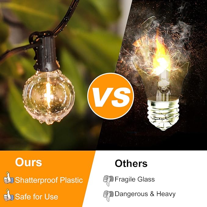 120FT Outdoor G40 LED Globe String Lights Dimmable Waterproof Shatterproof | Light Strings with 60 Bulbs Connectable Commercial Hanging Lights for Christmas Patio House Backyard Balcony Party