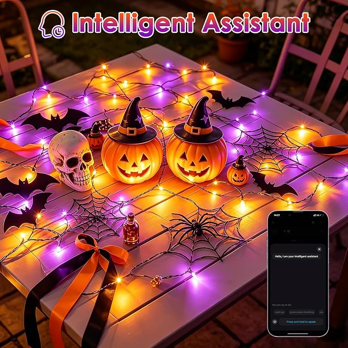 Smart Color Changing Christmas Halloween Tree Light String 66 FT 200 LED | App and Remote Controlled,Music Syn, 16M Multicolors and Multi Modes, Timer, IP44 Waterproof Indoor Outdoor RGB Xmas lights