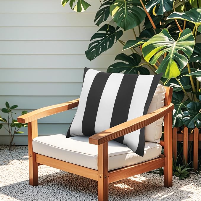 2 Pack Outdoor Throw Pillows, 18x18 Decorative Pillows with Insert, Waterproof Patio Cushions for Garden, Porch, Poolside, Soft Outdoor Pillows Decorative Pillow Covers for Indoor Outdoor
