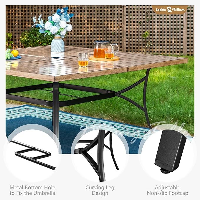 Sophia & William Patio Dining Set 9 Pieces, 8 Quick Dry Textilene Chairs and 1 Large Square Outdoor Dining Table, All-Weather Patio Furniture for Lawn, Park, and Courtyard Support 350lbs