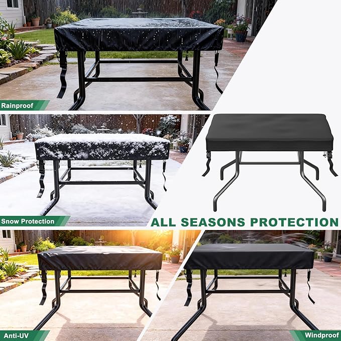 M METERXITY Square Patio Table Cover, 40"L x 40"W x 4"H Rectangular Table Cover for Outdoor Furniture, All-Weather/Waterproof/UV-Resistant, Patio Furniture Protector [Black]