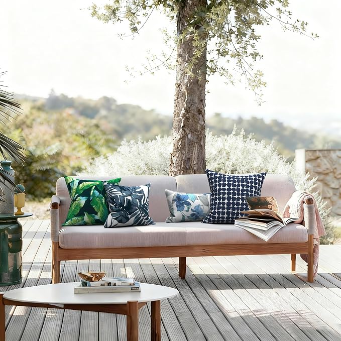LVTXIII Outdoor Throw Pillows, Decorative Throw Pillows with Inserts, 20"x20" Square Pillows for Bed, Couch, Sofa and Patio Furniture, Set of 2, Tie-dye Navy