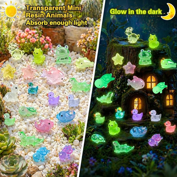 300 Pcs Mini Resin Animals Figurines, Mixed Tiny Resin Figures Bulk for Easter Egg Fillers Stuffers Fairy Garden Accessories Miniature Dollhouse Decorations DIY Slime Charms for Crafts Party Favors