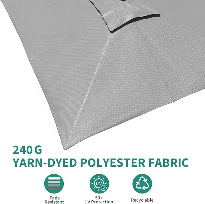 GarveeHome Cantilever Patio Umbrella 10x10ft Large Rectangle Umbrella Outdoor Market Umbrellas 360 Rotation Offset Hanging Outdoor Shade for Patio Deck Pool Backyard