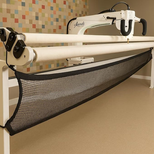 SATINIOR Extra Long Hammock Storage Net with Elastic Hooks Black Stretchy Mesh Gear Protection Storage Net for Long Arm Quilting Machine Hammock Accessories