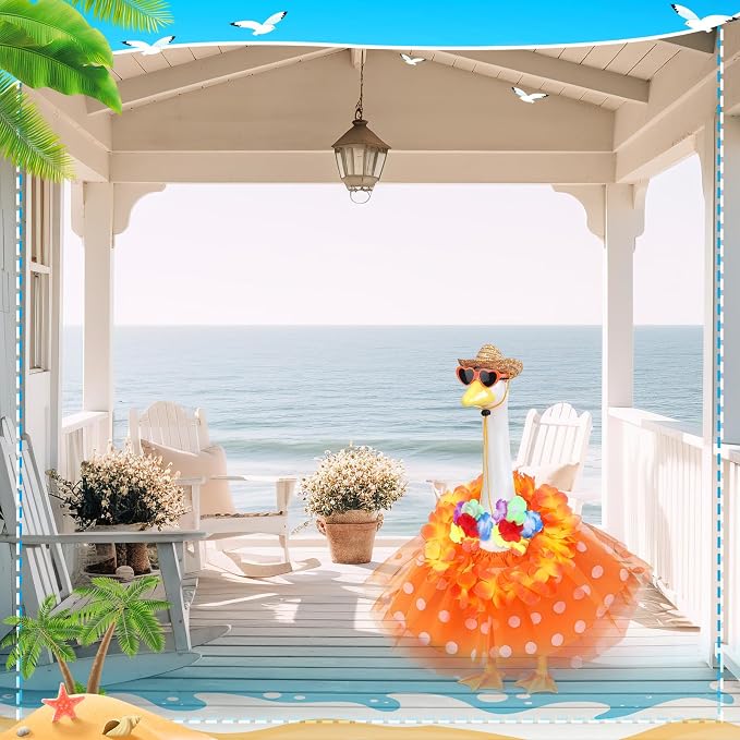 Porch Goose Outfit 5 PCS Costume Set with Tutu Skirt Hat Sunglasses Decor for Lawn Garden Party Outdoor Decoration