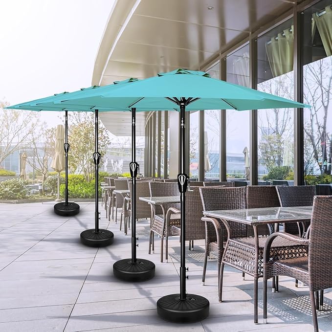 Simple Deluxe 7.5ft Patio Umbrella Outdoor Table Market Yard Umbrella with Push Button Tilt/Crank, 6 Sturdy Ribs for Garden, Deck, Backyard, Pool, Turquoise