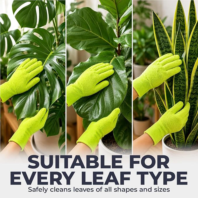 Flora Microfiber Dusting Gloves for Houseplants –Save Your Plants from Hidden Killers–Ultra-Gentle Microfiber