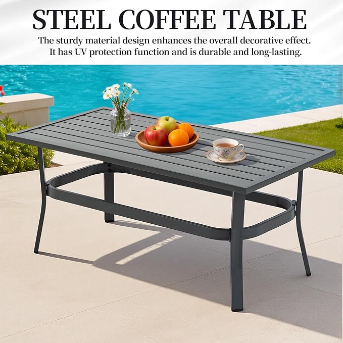 8-Piece Patio Furniture Set,3-Seat Sofa,Loveseat,2 Swivel Chairs,Table | Deep-Seat Comfort Cushions | All-Weather Metal Frame | Easy Assembly