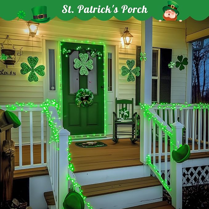 JMEXSUSS 2 Pack Solar Fairy Lights, 33ft 100 LED Green Halloween Lights | Outdoor Waterproof, 8 Modes Solar String Lights for Outside Patio Garden Party Tree Christmas Halloween Decorations
