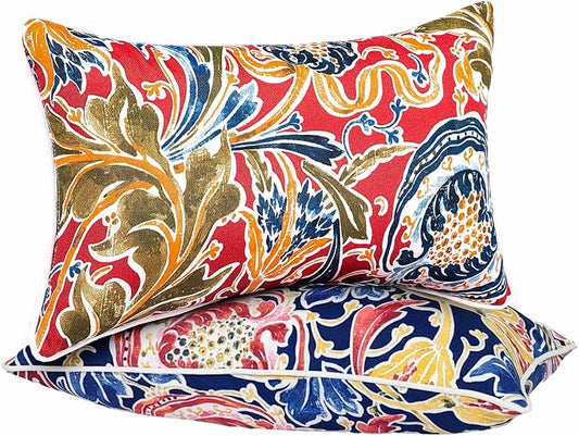 JMGBird Red Outdoor Pillows Waterproof Outdoor Pillow Covers with Inserts | 12x20 Pillow Insert Outdoor Lumbar Pillows Weather Resistant Throw Pillows for Patio Furniture