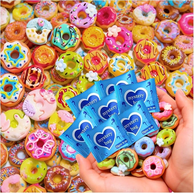Mini Glow In The Dark Animal Resin Models, Resin Animals Mystery Bags, Individually Wrapped Blind Bags Tiny Animal Figurines, Collectible Mini Animals For Fairy Garden, DIY Crafts (200, Doughnut)