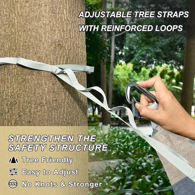 Rustic Farmhouse Striped Wallpaper Hammocks with Tree Straps Hanging Hammock for Outside Patio Backyard Poolside