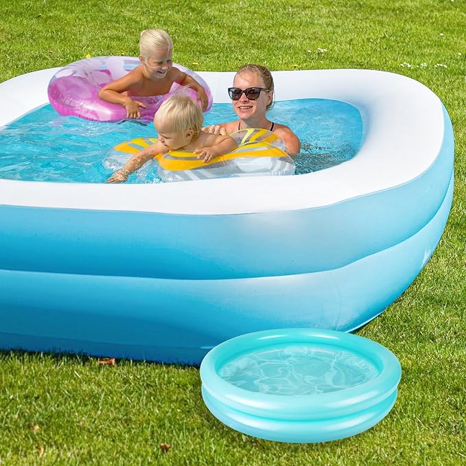 2 Pack Inflatable Pool Foot Bath Basin, Swimming Pool Clean Feet, Foot Soaking Bath Basin for Pool Entry Ladder, Home Spa Treatment for Above Ground Pools, Full-Sized Inflatable Pools