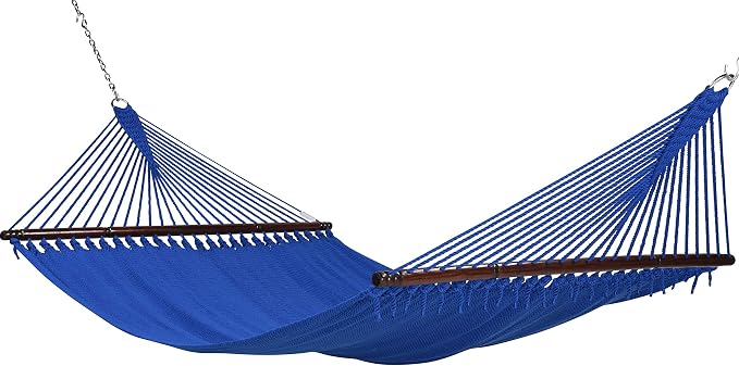 Jumbo Caribbean Hammock and Metal Tribeam Stand (Dark Blue)