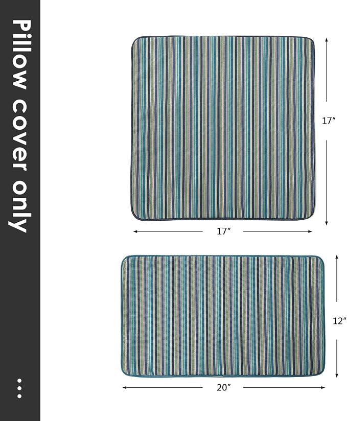 Unimatta Outdoor Sunbrella Decorative Throw Pillow Covers Only, Pack of 4, 17"x17" & 20"x12" Water Repellent Replacement Lumbar Pillow Case for Patio, Couch, Sofa and Patio Furniture, Swell Turquoise