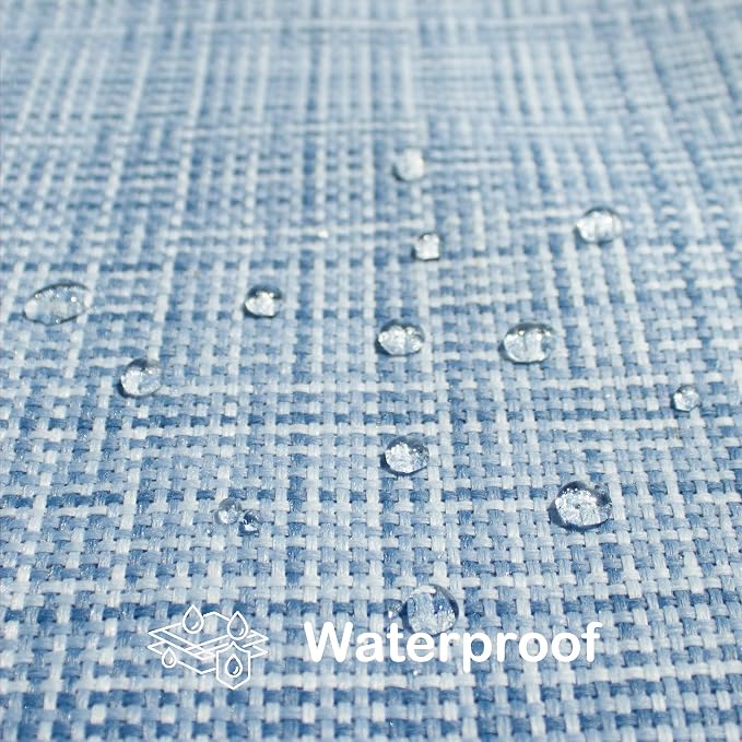 Kevin Textile Outdoor Waterproof 18"x18" Pillow Covers 2 Pack, Light Blue | Water Resistant, Faux Linen Yarn-dyed, Woven Texture Throw Pillow Covers for Tent Patio Garden Couch Sofa