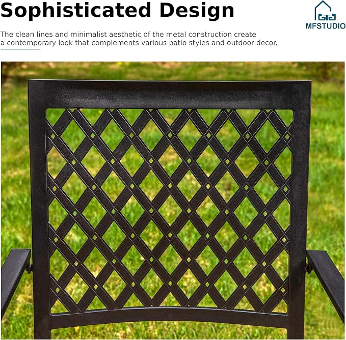 MFSTUDIO Round Patio Table and Chairs Set, Outdoor Dining Set for 6 with Umbrella Hole, 7 Piece Patio Dining Set for Deck Backyard Poolside Garden