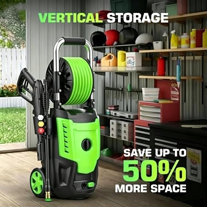 4800PSI Pressure Washer- High Power Washer with 33FT Hose, 4 Nozzles and Foam Cannon, for Home, Cars, Fences, Patio (Grass)