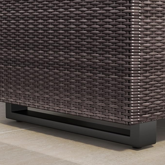 Lepus Large Outdoor Waterfroof Deck Box, 210 Gallon Rattan Deck Storage Box with Built-in Waterproof Bag for Seat Cushion on Patio Garden, Poolside (210, Brown)