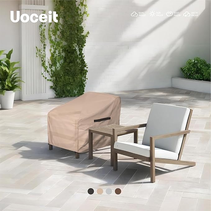 Outdoor Chair Covers 2 Pack,30"Wx34"Dx38"H inches100% Waterproof Heavy Duty Patio Furniture Cover ,Outdoor Furniture Covers Waterproof for Light Brown Minimalist Style Patio Chair Covers.