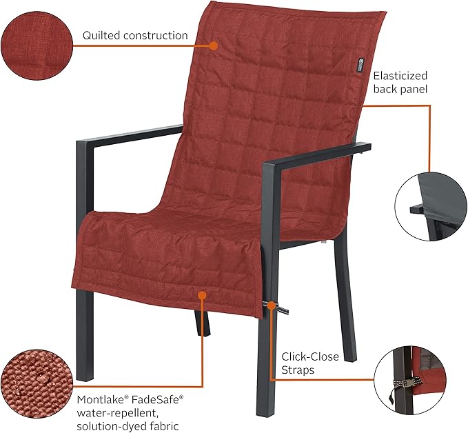 Classic Accessories Montlake Water-Resistant 45 Inch Patio Chair Slipcover, Heather Henna, Patio Furniture Covers