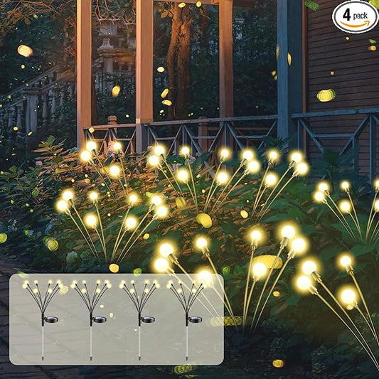 SCNNC Solar Lights Outdoor - 4Packs, 32 LEDs Garden Lights Solar Powered Firefly Lights IP65 Waterproof for Lawn Yard Patio Pathway & Landscape Garden Decoration Gifts