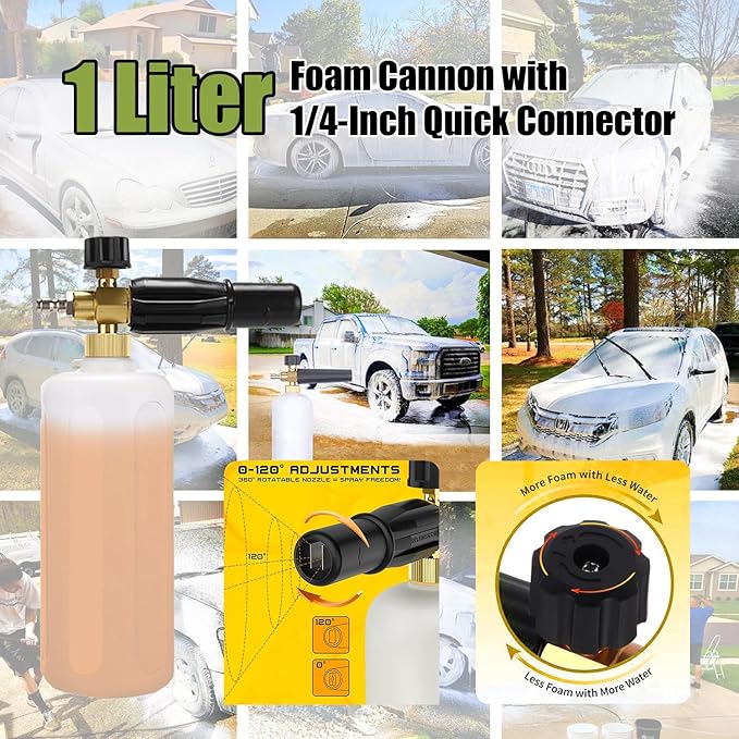 Wall Mounted Pressure Washer 5500 PSI Retractable Pressure Washer with 66ft Auto-Retract Hose, 5 Nozzles and 1L Foam Cannon, Electric Power Washer for Home, Car, Hose Reel, Silver