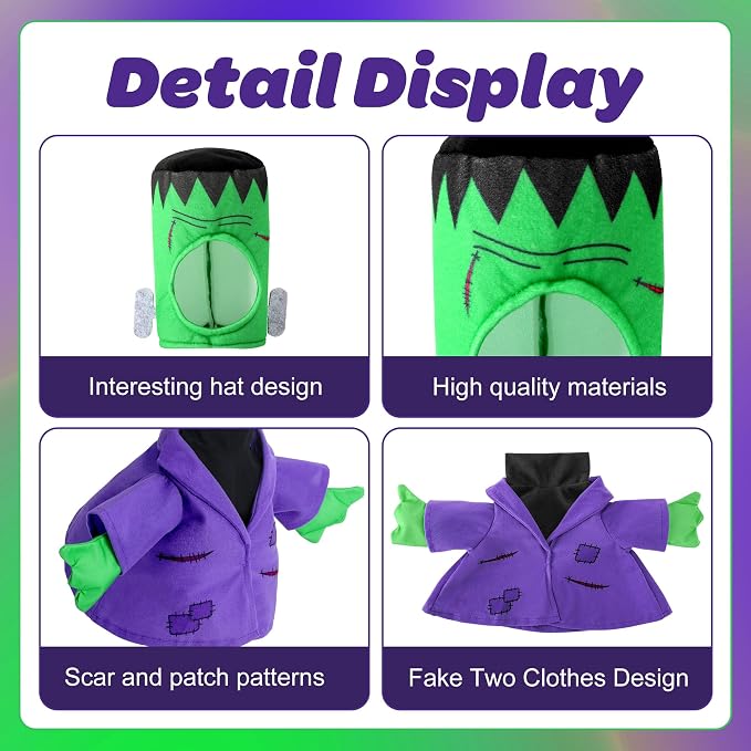 Watayo 2 Pcs/Set Halloween Monster Goose Outfits, Porch Goose Statue Monsters Costume, Purple Lawn Goose Monster Clothes with Hat for 23" Statue Halloween Fall Outdoor Patio Garden Yard Decor
