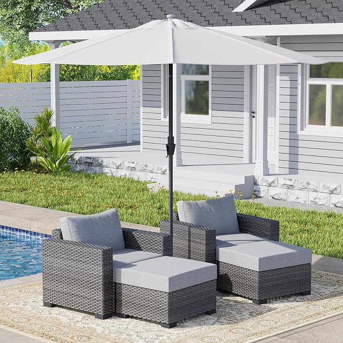 WACASA 5 Piece Patio Furniture Set with Cushions, Outdoor Rattan Sectional Sofa Conversation Set with Washable Covers, Garden & Poolside All-Weather Patio Couch Set