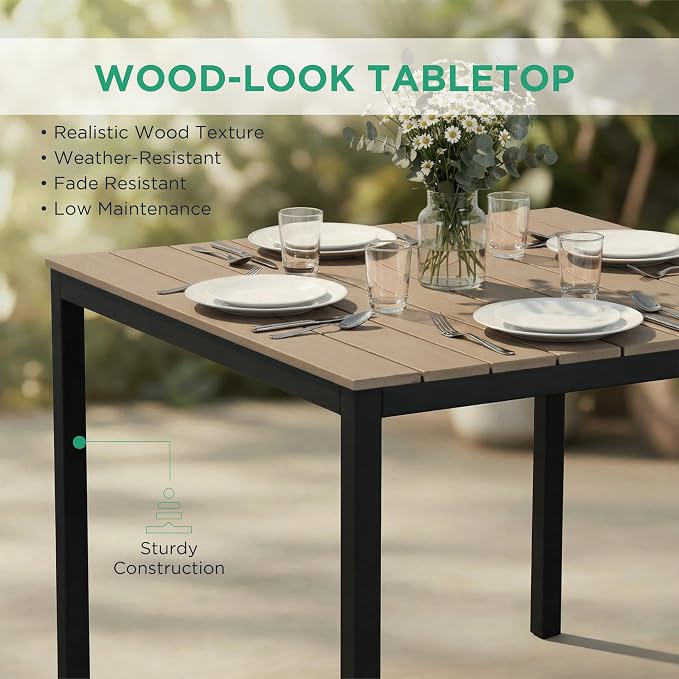 5-Piece Patio Dining Set, 4 Swivel Chairs with Removable Thickened Cushions & Square Table with Umbrella Hole, All-Weather Furniture for Backyard, Garden & Lawn, Grey
