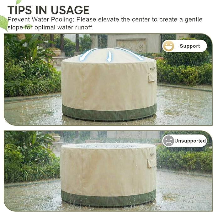 COWVIE Round Patio Dining Set Cover for Outdoor Table and Chairs, 600D Waterproof and UV-Resistant Fabric Patio Furniture Cover with Storage and Air Vent, 108''Dia x 32''H