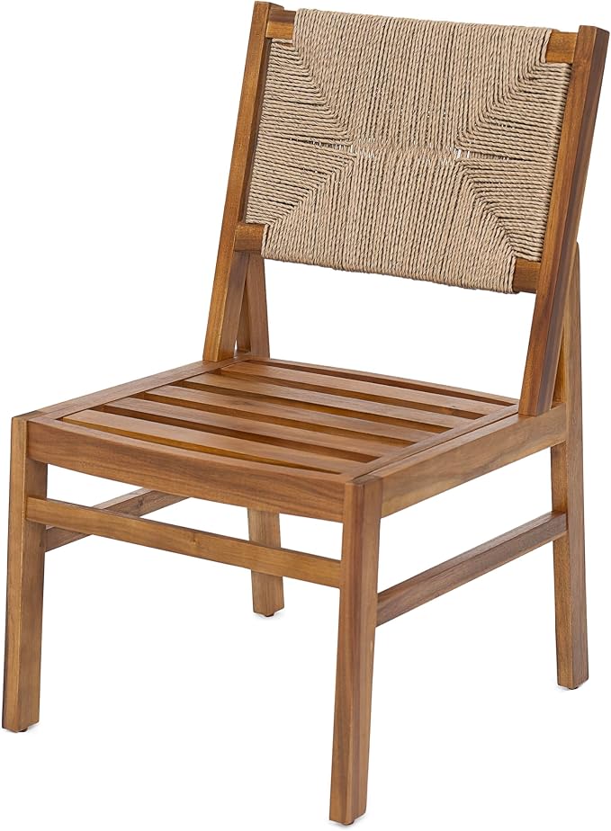 Christopher Knight Home 7 Piece Outdoor Dining Set, 71" Acacia Wood Patio Table with 6 Light Brown Wicker Chairs and Cream Cushions, Teak Finish Wood Dining Table Set for Backyard Garden Porch Deck