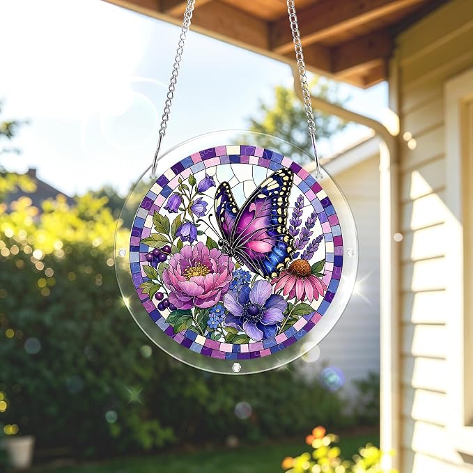 Acrylic Puzzle Suncatcher, Sun Catchers Puzzle for Window Hanging | 7.4 Inch Purple Butterfly DIY Suncatcher Puzzle for Adults, Ideal Gifts for Women, Men, Wife, Mom, Home & Garden Decor