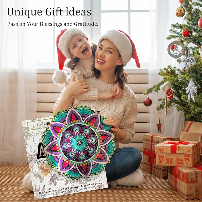 Aoedelyart Hanging Wind Spinners for Yard and Garden Mandala Purple Star,Kinetic Wind Spinners Outdoor Worth Gift Christmas Decorations,12Inch Stainless Steel Wind Spinner for Outdoor&Indoor Decor