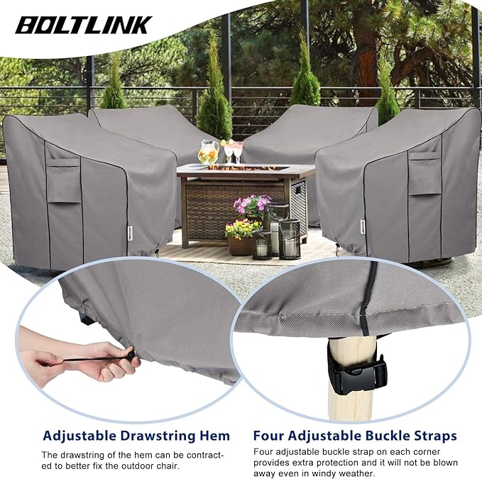 Patio Chair Covers Waterproof, Heavy Duty Outdoor Furniture Covers Fits up to 29W x 30D x 36H inches -2 Pack