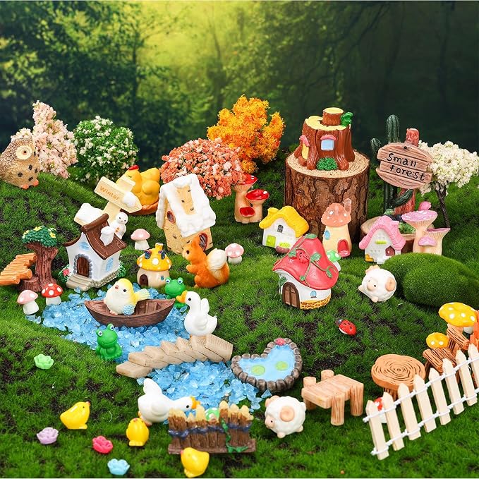 118 PCS Mini Fairy Garden House Accessories Kit Garden Decorations | Tiny Figurines for DIY Micro Landscape Terrarium Succulent Craft Decor Potted Horticulture Ornaments